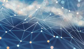 Abstract blue and white image with lines and dots in web